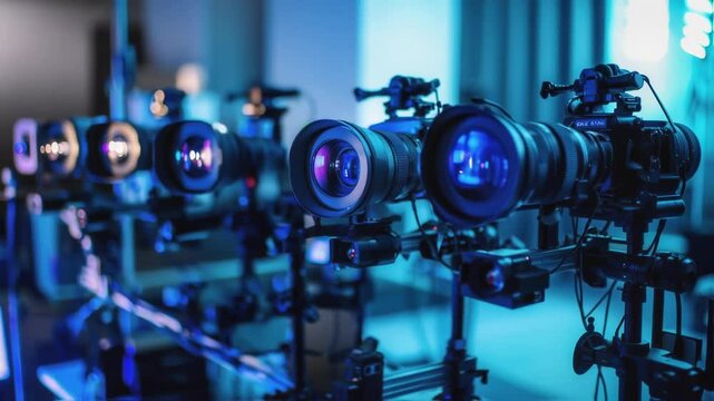 Professional camera setup capturing live event in studio, multiple