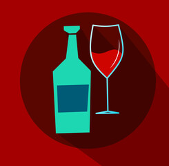 Template element for web and mobile applications.Wine bottle with glass vector illustration. Wine Glass watercolor style. Winery clipart. Sommelier. Hand drawn style. Wine for menu cafe and restaurant