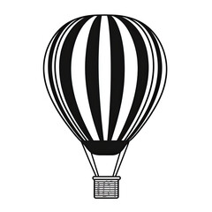 Obraz premium PNG black and white hot air balloon illustration isolated on white background in vintage aviation design