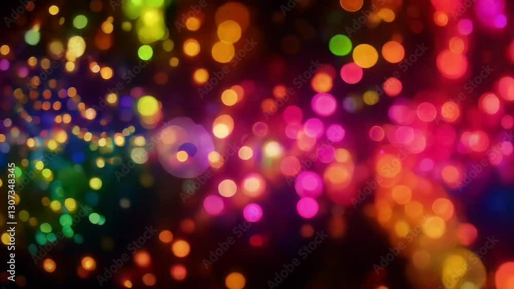 Poster multicolored bokeh lights effect on a dark backdrop