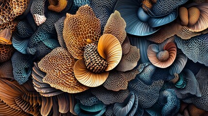 Captivating Nature Inspired 3D Textile Design with Organic Patterns of Honeycombs and Leaf Veins   Intricate Fractal like Structures and Interconnected Geometric Shapes Mimicking the Beauty of