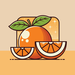 vector illustration of colorful juicy orange , organic citrus fruit