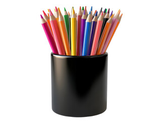 Isolated Color Pencils in a Black Holder