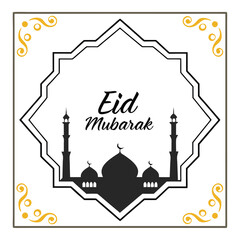 Classic style Eid Mubarak festive white background design.