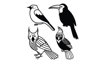 Birds silhouettes collection