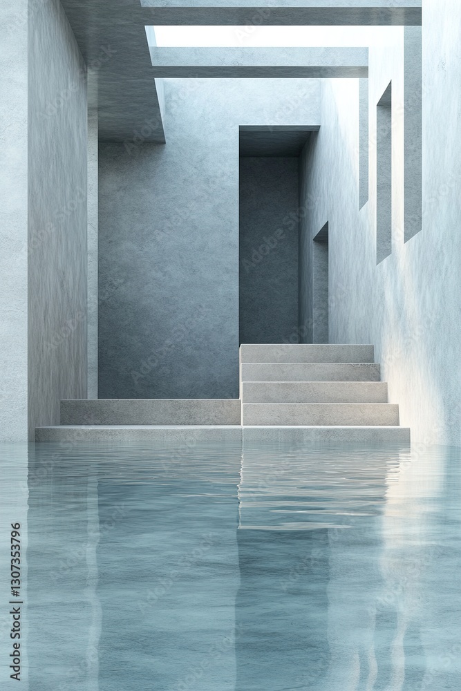 Poster this modern architectural design features a high-end concrete background and a polished water-drench