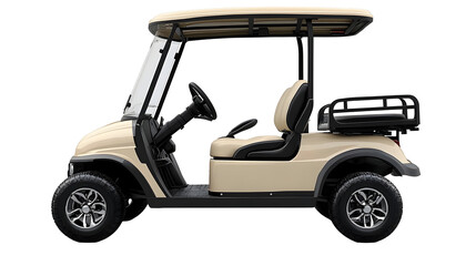 Golf Cart Stands Ready, Isolated on White Background