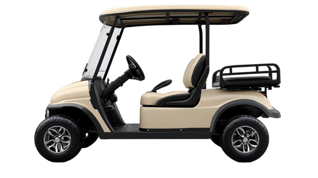 Golf Cart Stands Ready, Isolated on White Background