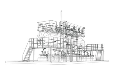 Industrial tank with valves. Vector rendered of 3d