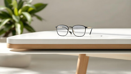 A Pair of Glasses on a Minimalist Table, Copy space