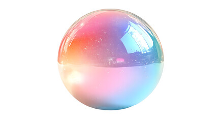 Obraz premium Iridescent Orb Rotates Gently, Isolated on White Background