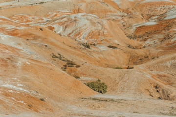 detail of colorful mountain and hills on arid desert zone in caspic region azerbaidjan