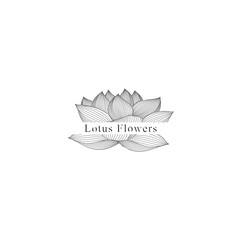 monoline vector illustration lotus flower sketch negative space.