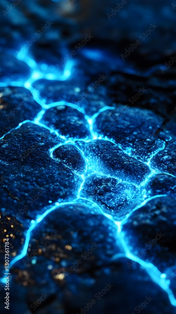 Wall mural 42. tiny, glowing molecules of subterranean life creating intricate patterns in the soil