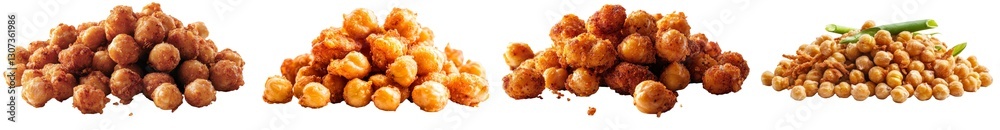 Poster fried wheat pastry balls with a crispy texture and salty taste, isolated on white for use in soup