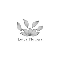 monoline vector illustration lotus flower sketch negative space.