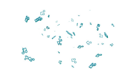 Colorful Music Note against a White Background Transparent BG Music Note. isolated colorful musical notes, 3D rendering Transparent Musci Note 