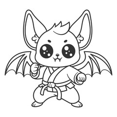 Obraz premium Cute bat becomes martial arts expert, for coloring