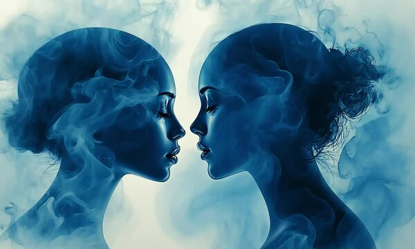 two women in the blue smoke