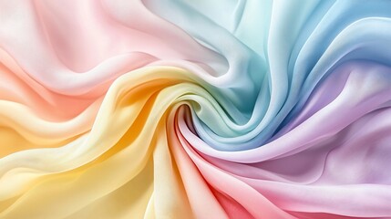 Obraz premium Colorful fabric folds, vibrant ombre, smooth texture, closeup view, fashion material display