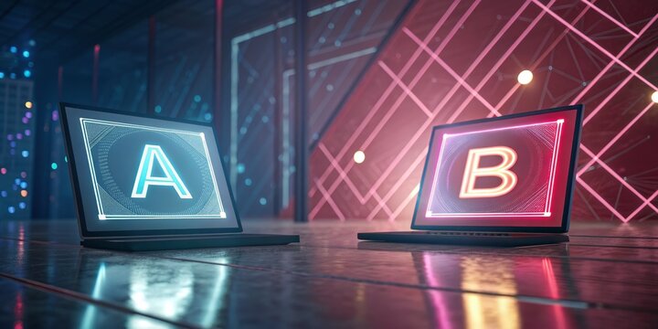 AB Testing Neon Laptop Comparison, Digital Marketing, Conversion Rate AB Testing, Conversion Optimization