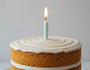 Elegant Minimalist Birthday Cake with a Single Candle