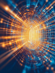 Fototapeta premium Digital Portal: Abstract, Futuristic Digital Portal Representing a Burst of Energy and Technological Innovation.