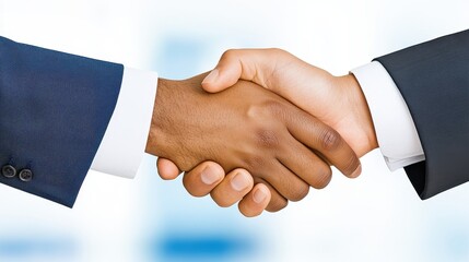 Obraz premium Professional Handshake With Diverse Hands Engaged
