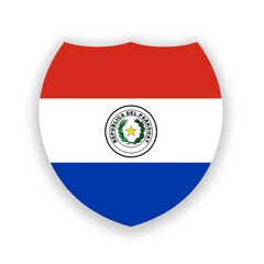 Fototapeta premium Paraguay national flag in the shape of a shield isolated on white. Illustration