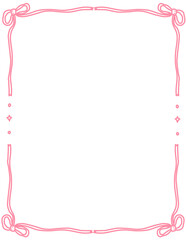 Pink Bow Frame, Pink Ribbon Frame , Pink Ribbon Border whimsical hand-drawn vintage styles for quirky holiday, wedding, birthday gift, social media decorations.