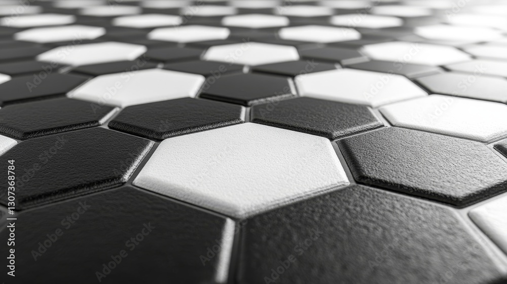 Poster black and white hexagon tile pattern - an abstract geometric background showcasing a hexagon pattern