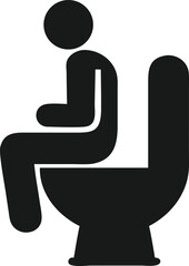 Person Sitting on Toilet - Simple Icon for Restroom Symbol