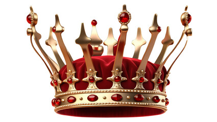Royal Crown with Red Velvet and Glittering Gems for Decoration
