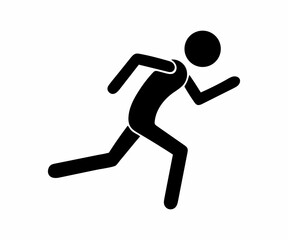 Simple black silhouette of a person running.