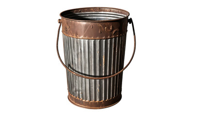 Rustic Metal Bucket with Handle and Decorative Copper Accent