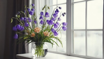 Bouquet of bluebells and roses