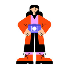 Female photographer flat style character illustration