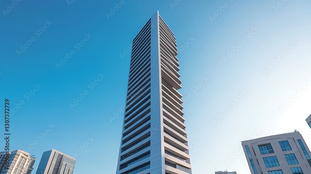 Aufkleber A high-rise tower featuring contemporary architecture and a unique design element.