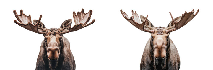 A big bull moose is depicted in isolation on a clear background