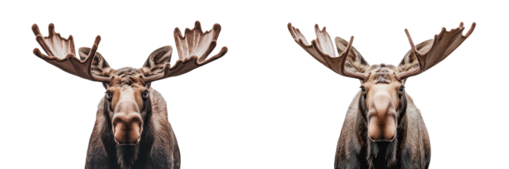 A big bull moose is depicted in isolation on a clear background