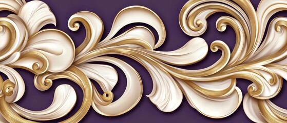 Seamless swirling golden rococo scrolls on deep wine red, refined aristocratic luxury pattern, high-end vintage ornamental elegance, sophisticated background