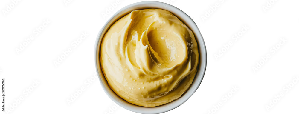 Aufkleber a linear shape of curry sauce mixed with yogurt is shown isolated on white