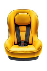 Isolated Yellow Car Seat with Black Straps
