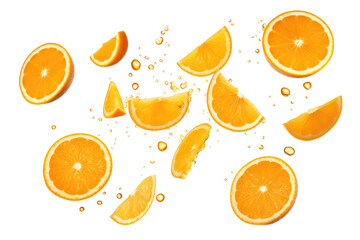 fresh orange slices on transparent background 