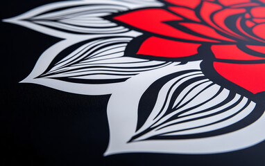 Red rose black white floral pattern design flower textile texture