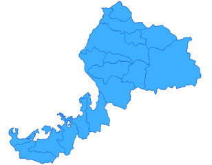福井県　地図　ブルー　イラスト