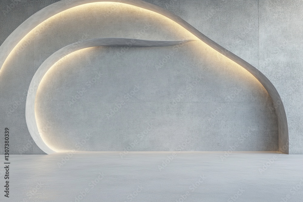 Poster a unique concrete backdrop showcases abstract curved walls illuminated by a smooth gradient that shi