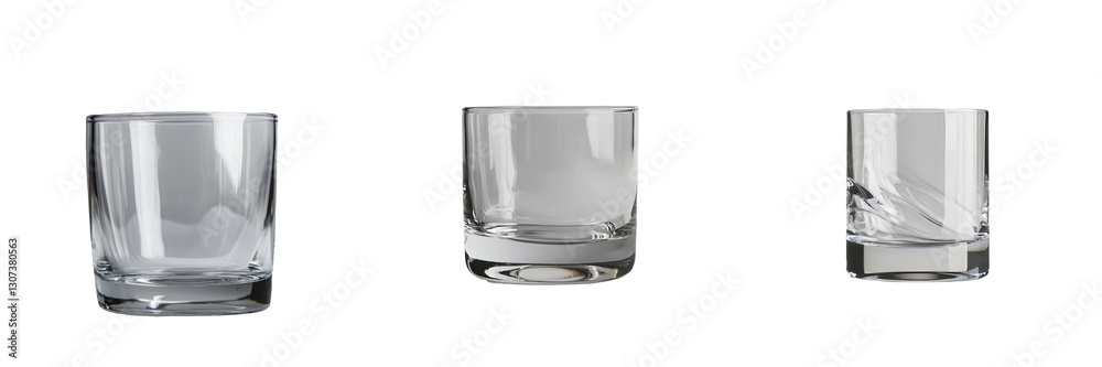 Poster a glass, empty and transparent, positioned on a clear background, exists as a singular, isolated obj