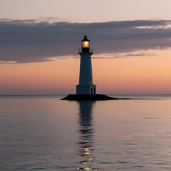 lighthouse at dusk