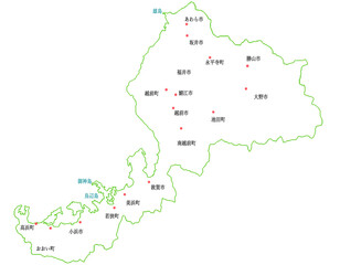 福井県　地図　白　斑点　イラスト